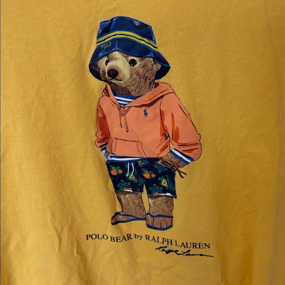Polo Ralph Lauren Polo Bear Summer Costal Bucket Hat T-Shirt Size Small Yellow - Picture 2 of 5